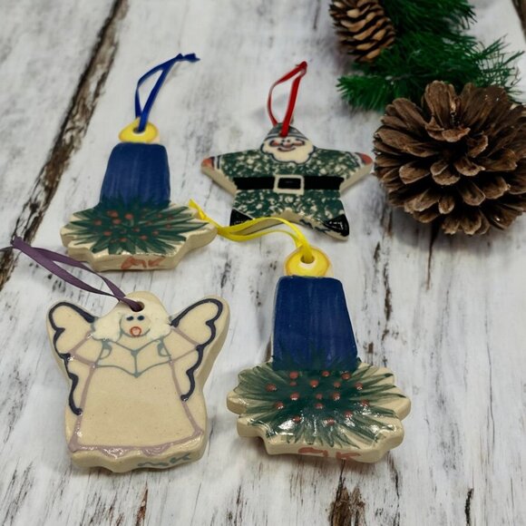 Kovac Pottery Handpainted Christmas Ornaments Set Of 4 Seagrove, NC - Picture 1 of 12